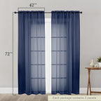 Navy Blue Sheer Curtain for Bedroom Living Room 72 Inches Long 2 Panels Set - Image 2
