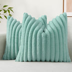 decorUhome Summer Cozy Faux Fur Throw Pillow Covers 20x20 Set of 2 Decorative by decorUhome