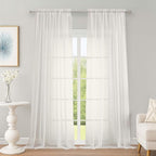OWENIE Ivory Sheer Curtains, Sheer Curtains 96 inches Long 2 Panels Set by OWENIE