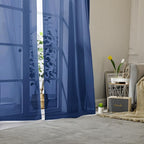Lecloud Royal Blue Sheer Curtains 78 Inches Long 2 Panels Set, Privacy Light - Image 2