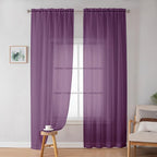 OWENIE Plum Sheer Curtains, Sheer Curtains 84 Inches Long 2 Panels Set - Image 2