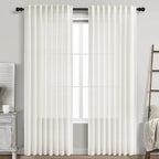 Nanspring Beige White Linen Curtains 84 Inch Length by Nanspring