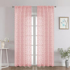 Chyhomenyc Blush Pink Sheer Curtains 84 Inch Length 2 Panels Set, Light by Chyhomenyc