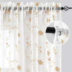 HOMEIDEAS Yellow Sheer Curtains 63 Inch Length 2 Panels Yellow and White - Image 4