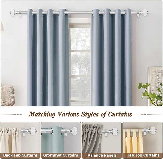Curtain Rods for Windows 66 to 120, USFOOK 7/8 Inch Telescoping Splicing - Image 5