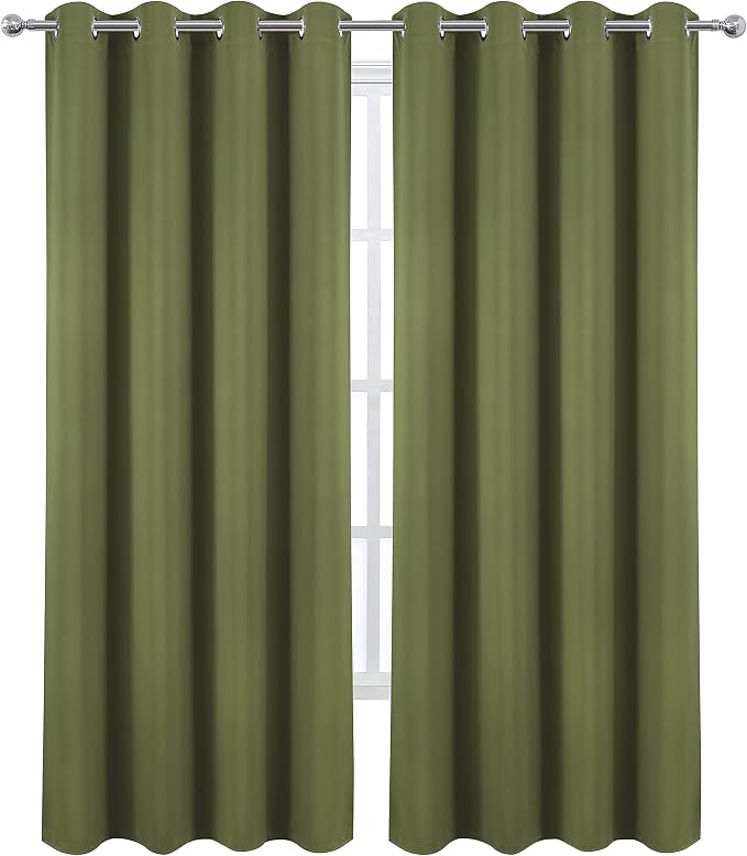 LEMOMO Olive Green Blackout Curtains/52 x 84 Inch Long/Set of 2 Curtain - Image 2
