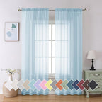 Aiyufeng 2 Pack: Basic Sky Blue Sheer Curtain Drapes 84 Inch Length 2 Panels by Aiyufeng