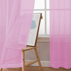 Simplebrand Pink Sheer Curtains 84 Inches Long, Light Filtering Rod Pocket - Image 3