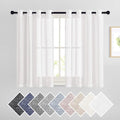 NICETOWN 45" Long White Flax Linen Sheer Bedroom Curtains Grommet, Decorative by NICETOWN