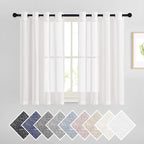 NICETOWN 45" Long White Flax Linen Sheer Bedroom Curtains Grommet, Decorative by NICETOWN