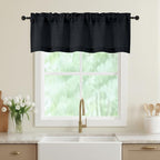 Valances for Windows, Light Filtering Faux Linen Textured Small Short Valance by WelvetBLK