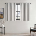 Topfinel Grey Beige 45 Inches Long Linen Blackout Curtains Tiers by Topfinel