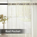 youleyar Solid Sheer Rod Pocket Curtain Voile Draperies 2 Panels White Beige - Image 2
