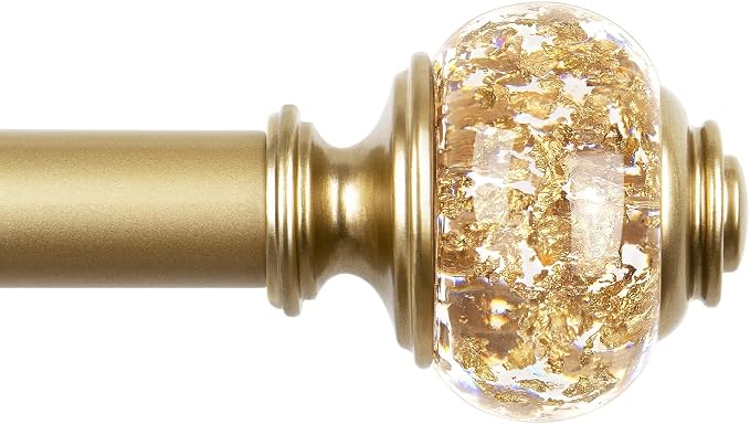 Curtain Rods for Windows 48 to 84 Inch, USFOOK 7/8 inch Luxury Gold Curtain Rod by USFOOK