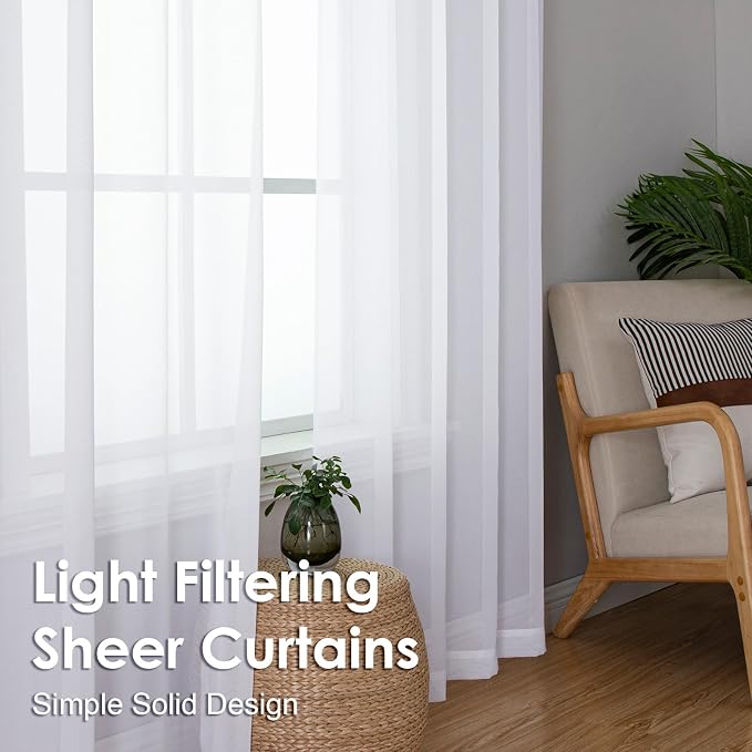 OVZME White Sheer Curtains 78 Inches Long 2 Panels - Image 4