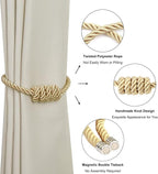 BEL AVENIR Magnetic Curtain Tiebacks, Decorative Drapery Holdbacks Modern Woven - Image 4