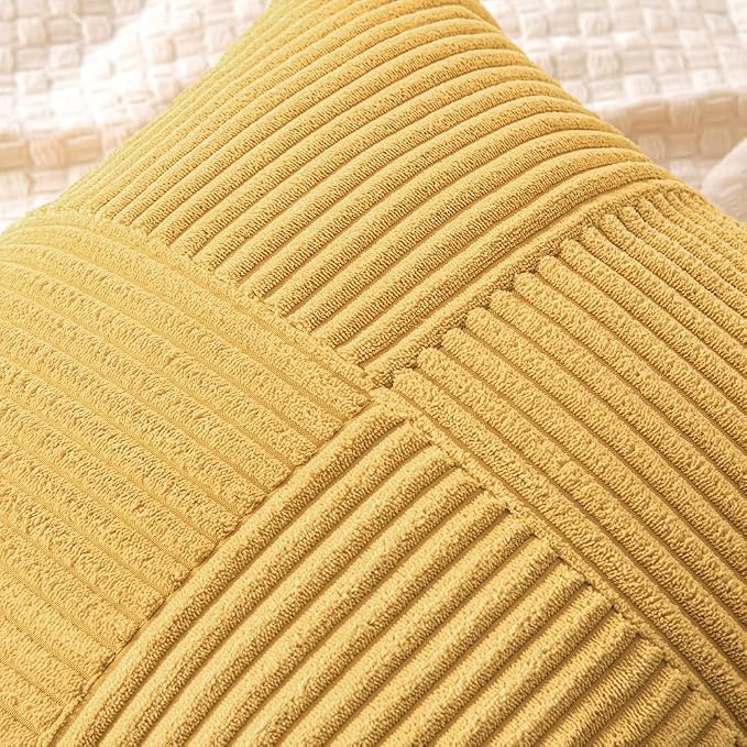 MIULEE Golden Mustard Decorative Throw Pillow Covers 20x20 Inch - Image 2