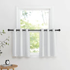 NICETOWN Faux Linen Valances, Short Cafe Curtains Kitchen Tiers, Room Darkening by NICETOWN