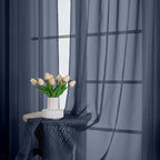 OWENIE Sheer Curtains 84 Inches Long 2 Panels Set, Sheer Navy Blue Curtains - Image 6