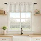 OVZME Natural Valance for Windows, Light Filtering Faux Linen Textured Small by OVZME