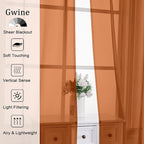 Gwine Burnt Orange Sheer Curtains - Image 2