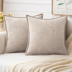 MIULEE Pack of 2 Couch Throw Pillow Covers 20x20 Inch Natural Beige Farmhouse by MIULEE