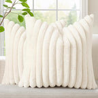 decorUhome Summer Cozy Faux Fur Throw Pillow Covers 18x18 Set of 2 Decorative by decorUhome