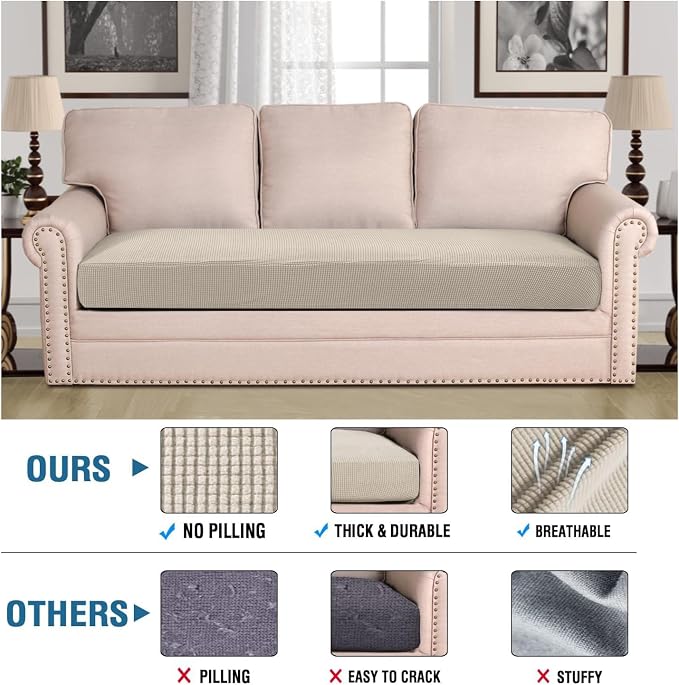 H.VERSAILTEX Super Stretch Individual Seat Cushion Covers Sofa Covers Couch - Image 2