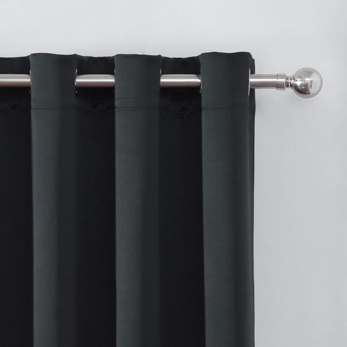 LEMOMO Black Blackout Curtains 52 x 63 Inch Length/Set of 2 Curtain - Image 6