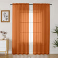 Gwine Burnt Orange Sheer Curtains 84 Inches Long 2 Panels Set by Gwine
