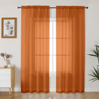 Gwine Burnt Orange Sheer Curtains 84 Inches Long 2 Panels Set by Gwine
