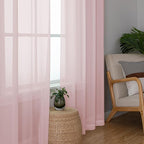 Simplebrand Blush Sheer Curtains 63 Inch Length 2 Panels, Rod Pocket Solid - Image 4