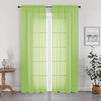 OWENIE Lime Sheer Curtains 84 Inches Long by OWENIE