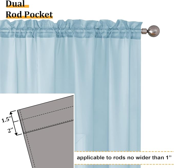 Aiyufeng 2 Pack: Basic Sky Blue Sheer Curtain Drapes 84 Inch Length 2 Panels - Image 4