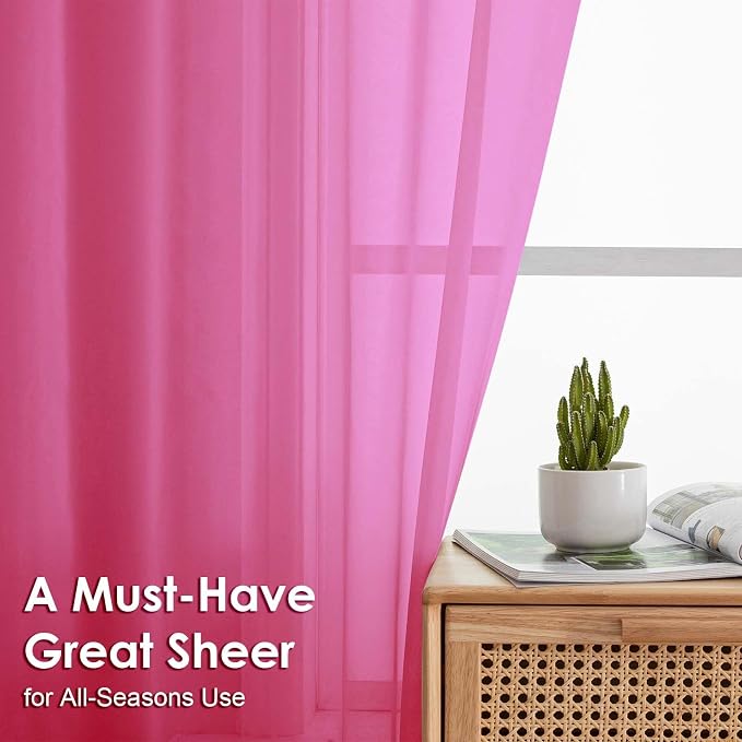 OVZME Sheer Curtains 63 inch Length 2 Panels Set - Image 5