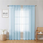 Lecloud Sky Blue Sheer Curtains 78 Inches Long 2 Panels, Light Filtering Voile by Lecloud