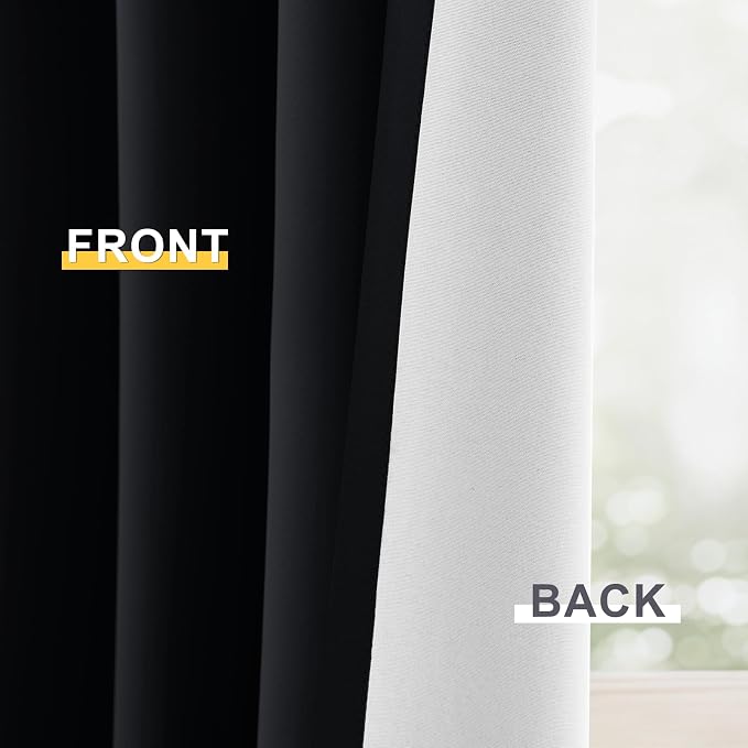Yakamok 100% Blackout Curtain Panels 72 inches Cold and Light Blocking Drapes - Image 6