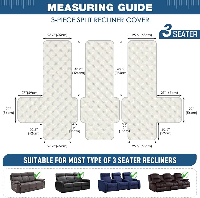 TAOCOCO 100% Waterproof Recliner Sofa Cover, Non Slip Split Couch Covers - Image 5