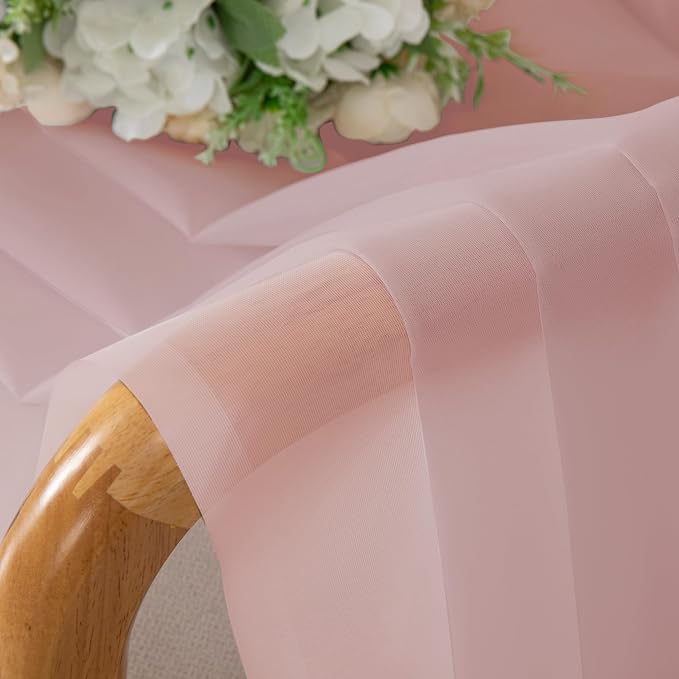 Simplebrand Blush Sheer Curtains 96 Inches Long, Light Filtering Rod Pocket - Image 6