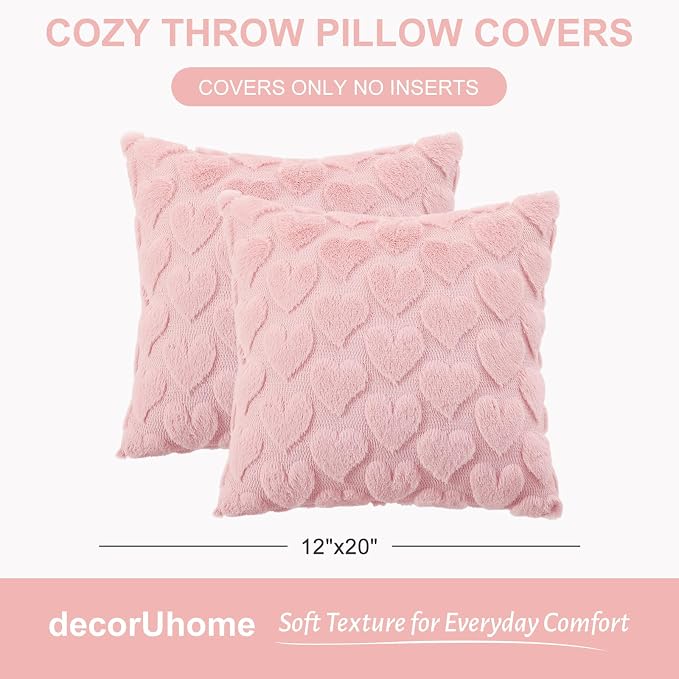 decorUhome Valentine’s Day Soft Plush Throw Pillow Covers 18x18 Inch Set of 2 - Image 6
