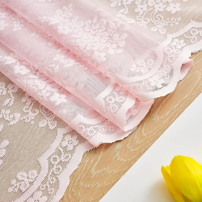 YJ YANJUN Vintage Lace Curtains 96 Inches Long 2 Panels Set Elegant Chic Floral - Image 6
