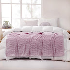 Puncuntex Light Purple Throw Blanket 60"×80" inches Fuzzy 3D Jacquard - Image 3