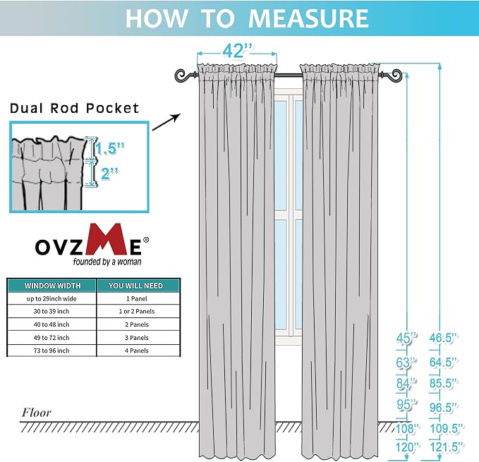 OVZME 2 Pack Ivory Sheer Curtain Panels - Image 9