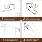 Hradecti 1' Diameter Matte Black Curtain Rod, 30-60 inch, Fits 30-54 Windows - Image 5