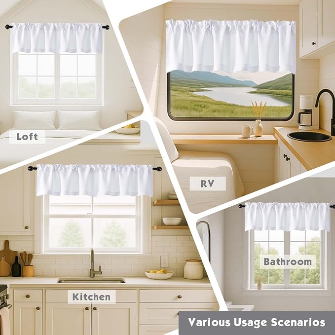 Chyhomenyc Pure White Valances for Windows, Short Window Valance Curtains for - Image 7