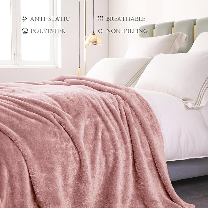 Exclusivo Mezcla Plush Fuzzy Fleece Bed Blanket Twin Size, Super Soft, Fluffy - Image 4
