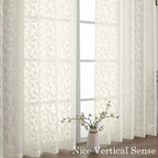 Chyhomenyc Ivory Sheer Curtains 30 Inch Length, Light Filtering Leaf Tufted - Image 9
