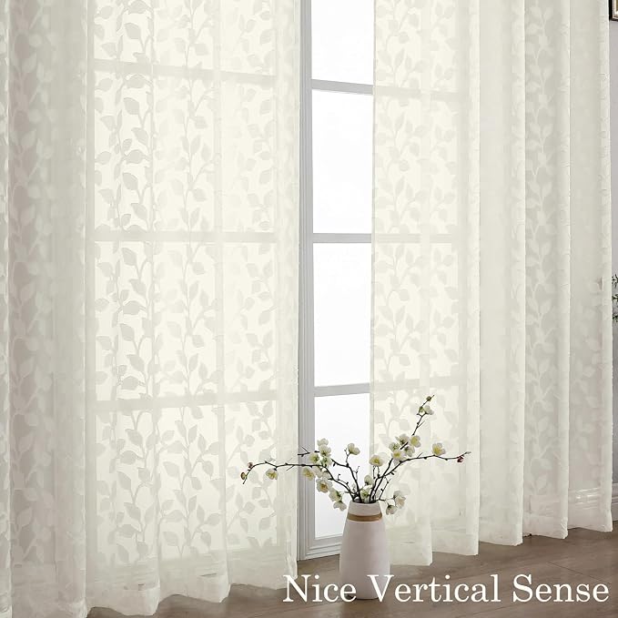 Chyhomenyc Ivory Sheer Curtains 90 Inch Length 2 Panels Set, Light Filtering - Image 9