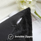 decorUhome Throw Pillow Covers 12x20 Inch Set of 2, Soft Plush Faux Wool Black - Image 3