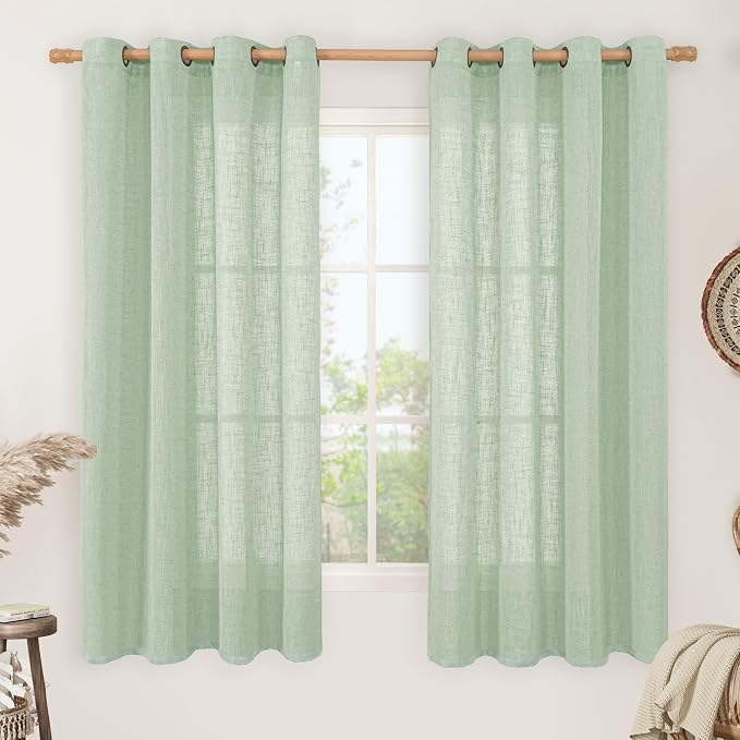LAMIT Sheer Linen Curtains 63 Inch by LAMIT